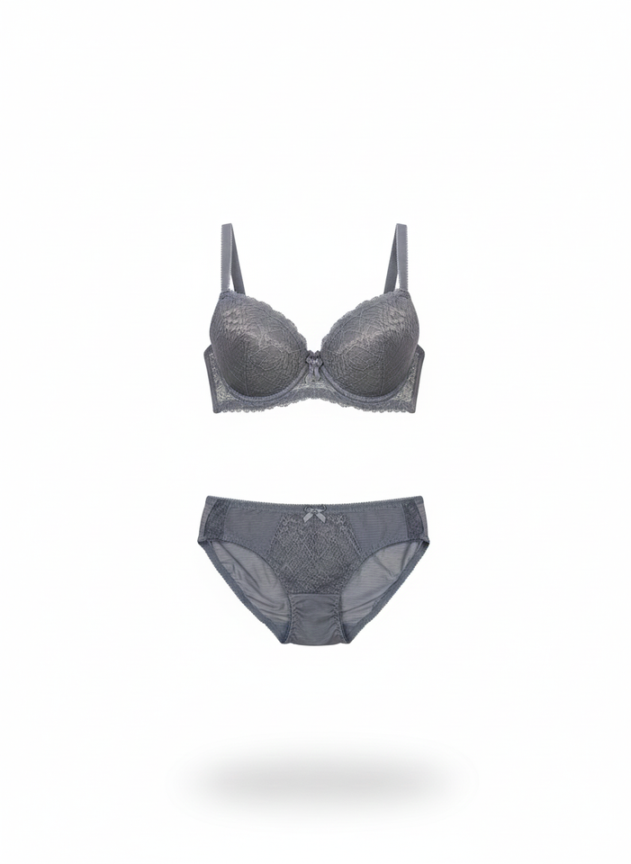 New Design Lace Bra & Panty Set – Padded• Wire Support • Net Style