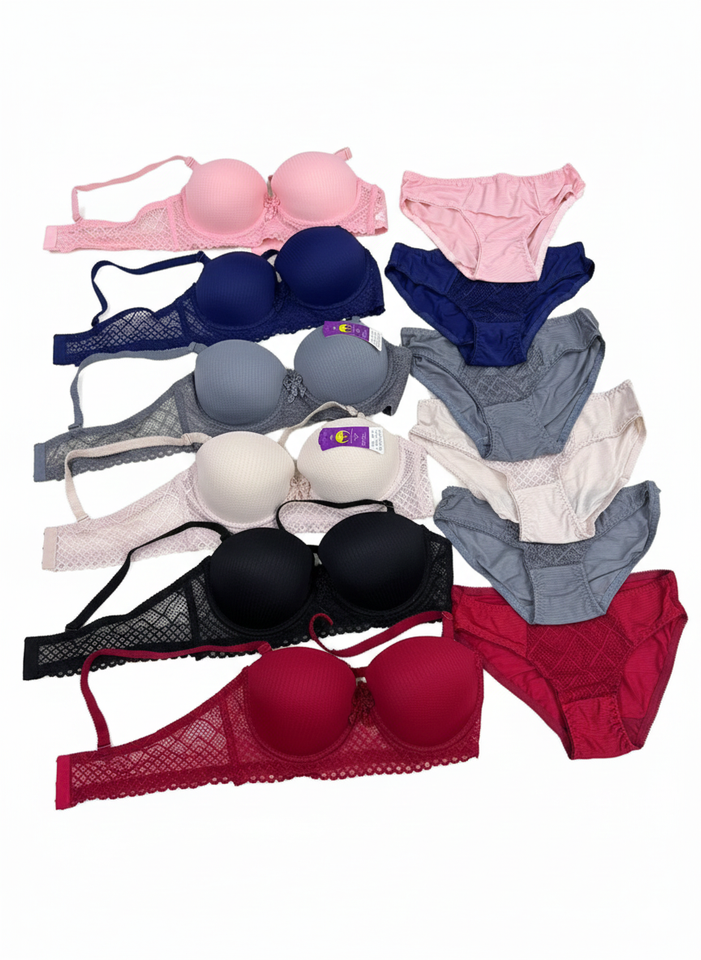 New Design Lace Bra & Panty Set – Padded• Wire Support • Net Style