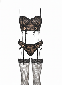Premium Sexy Push-Up Lace Chain Corset With Panty