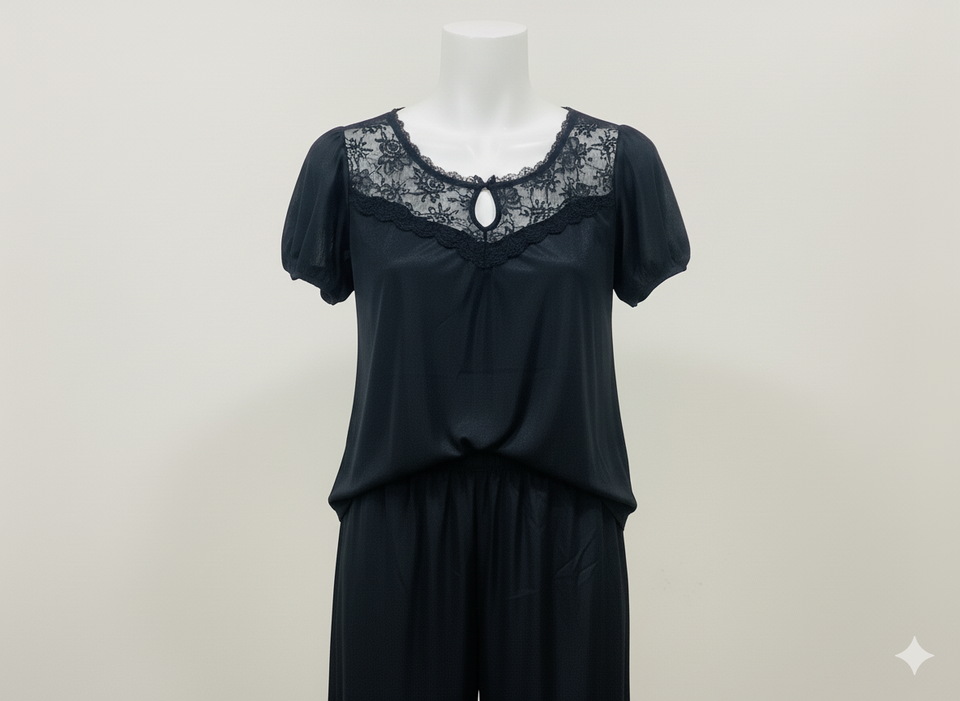 Hot Laced Short Nighty Set for Women & Girls - Stretchable, Premium Silk Fabric