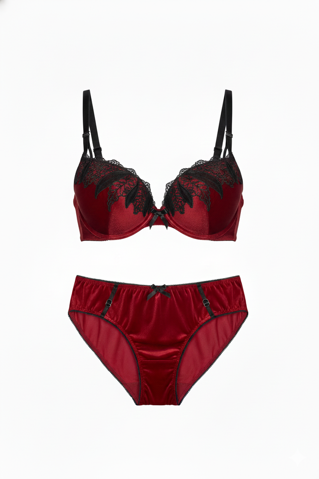velvet bridal Padded Bra Set